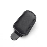 Leather Sunglasses Holder Car Sun Shade Clip close-up view