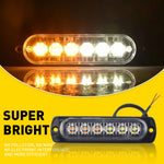 8Pcs Amber White 6LED Car Truck Emergency Beacon Warning Hazard Flash Strobe Light 12V-24V For Engineering Vehicles Car LED Lamp