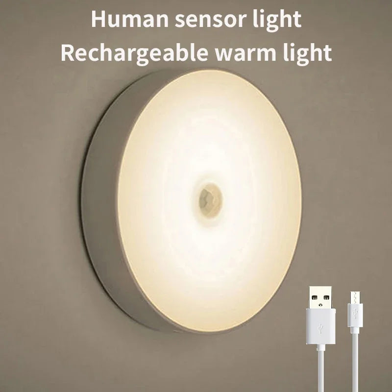 LED Smart Human Body Sensor Night Lights Emergency Automatic Lighting USB Charging Wireless Magentic Suction LED Cabinet Lights