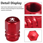 4PCS Car Wheel Tire Valve Stem Caps | Aluminum Alloy Dust Caps for Peugeot Models close-up view