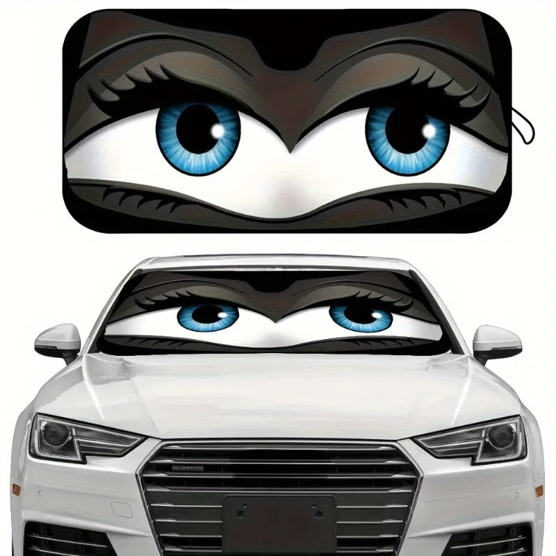 Cartoon Folding Car Sunshade Windshield Protector | UV and Heat Protection for Vehicl lifestyle view