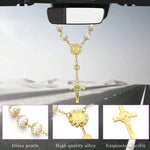 Cross pendant rosary necklace - religious style, stylish accessory for everyday decora close-up view
