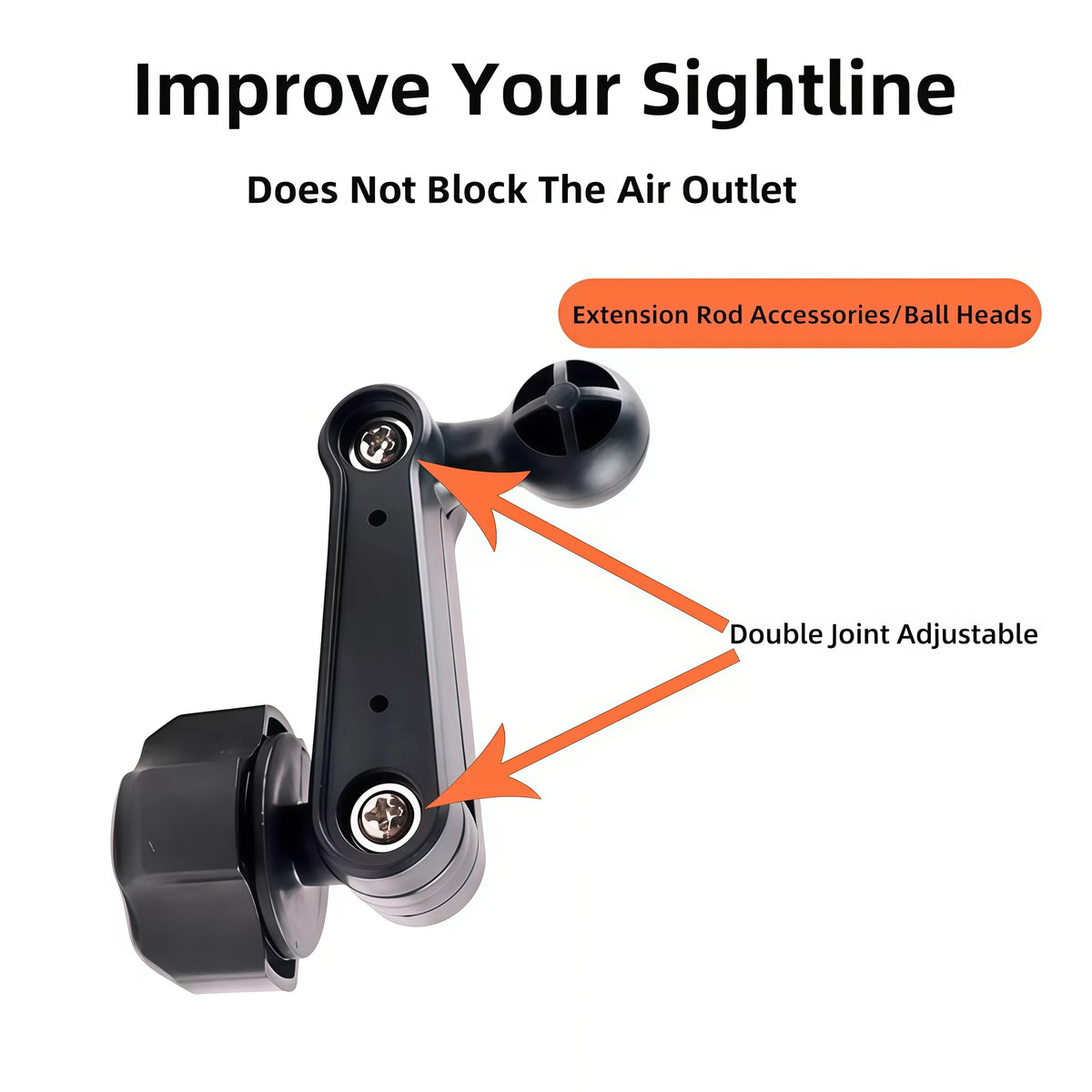 Car Phone Holder Extension Rod, 17mm Universal Ball Head detail view