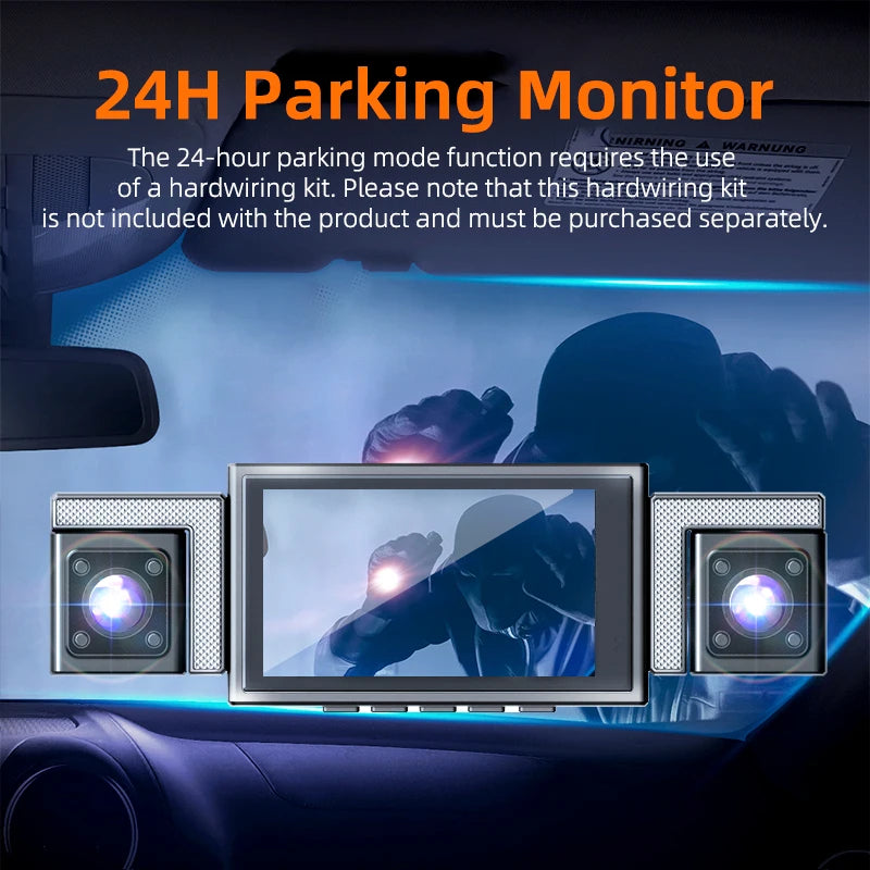 4K 360° 4-Channel Dash Cam with 5.8GHz WiFi & GPS | 4K Front+1080P Left/Right/Rear, 3" IPS Screen, Night Vision, Loop Recording