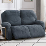 1/2/3 Seater Split Recliner Sofa Covers Solid Color Elastic Chair Cover with Side Pocket Removable Armchair Slipcover for Home