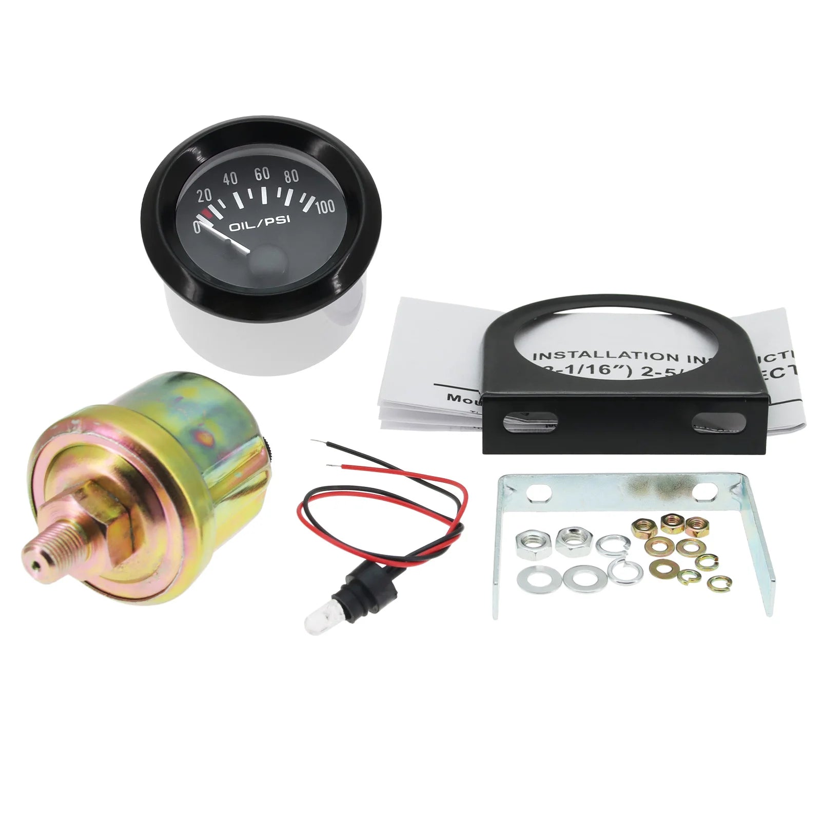 52MM Car Gauge Set with Sensors | Water Temp Oil Pressure Voltmeter Fuel Level detail view