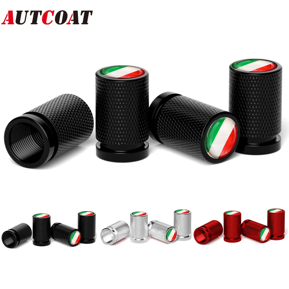4Pcs Italy National Flag Car Valve Stem Caps | Universal Tire Valve Stem Caps for Cars, SUVs, Bike,