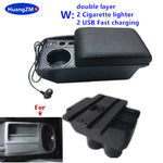 For Volkswagen VW Touran Caddy Armrest Box Double-Layer Center Storage Box USB Port Cup Holder Interior Retrofit Car Accessories