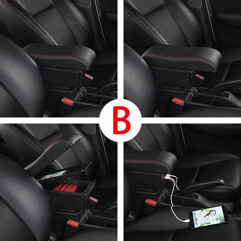 For Peugeot 207 Armrest Box Peugeot 207CC Interior Central Storage Box Pu Leather Arm alternate view