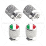 4Pcs Aluminum Motorcycle Car Tire Valve Caps with Germany France Italy Flag Emblems | close-up view