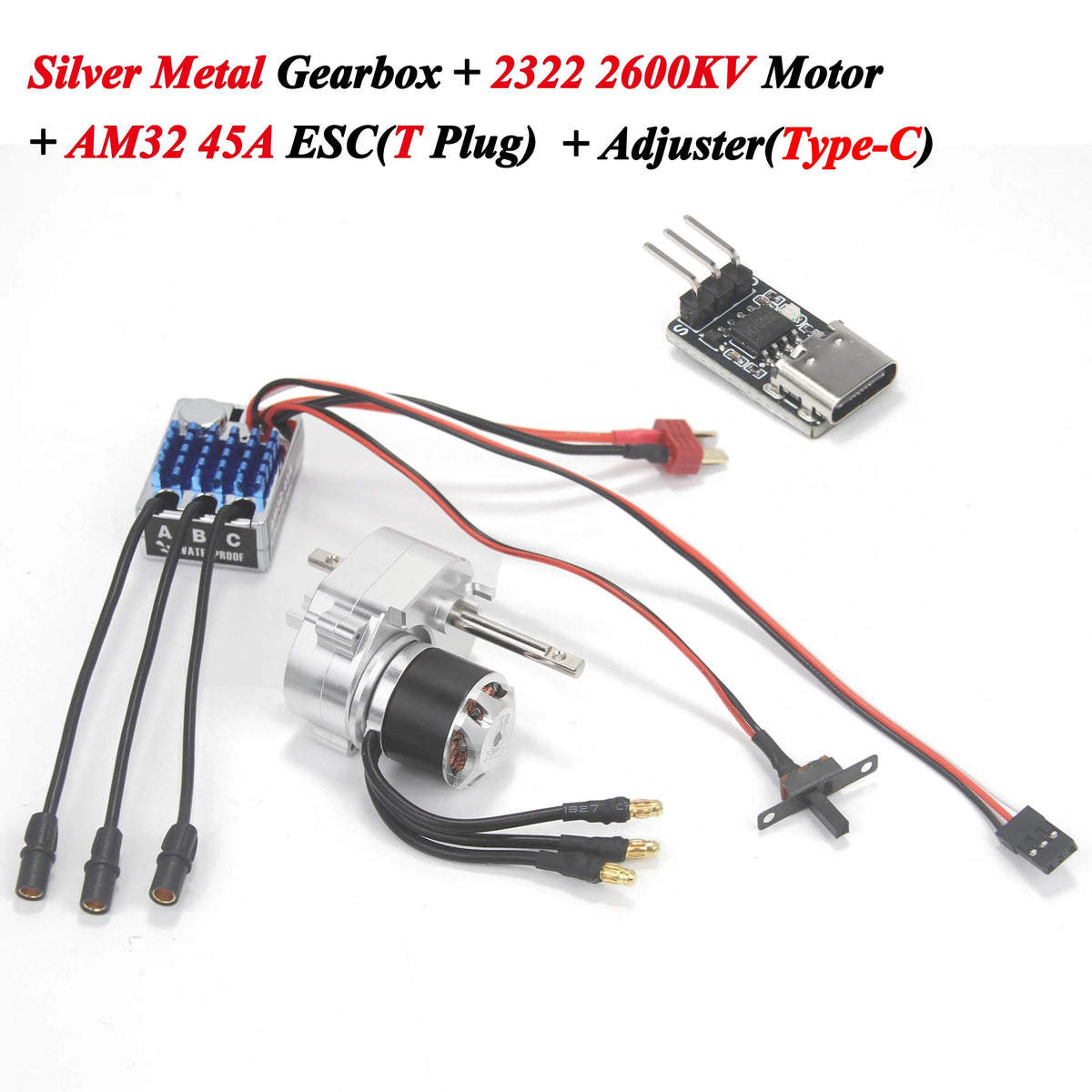 Full Metal Gearbox 2322 2600KV Brushless Motor AM32 45A ESC Adjuster 21g Servo for 1/12 RC Car Crawler MN82 MN78 MN168 MN99 MN98