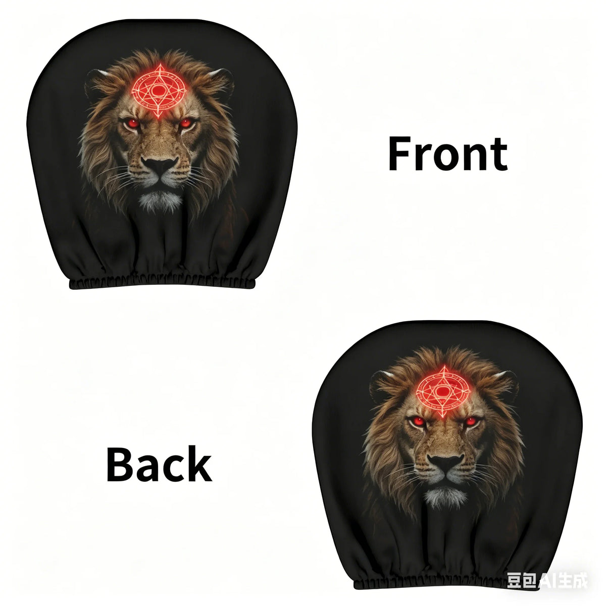 2pcs Portrait Printed Car Headrest Covers | 100% Polyester Universal Fit for Cars, Truck detail view