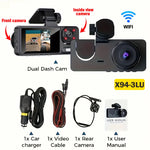 WIFI 3 Lens Dash Cam | 1080P Car DVR Front Rear Interior Recorder with Night Vision close-up view