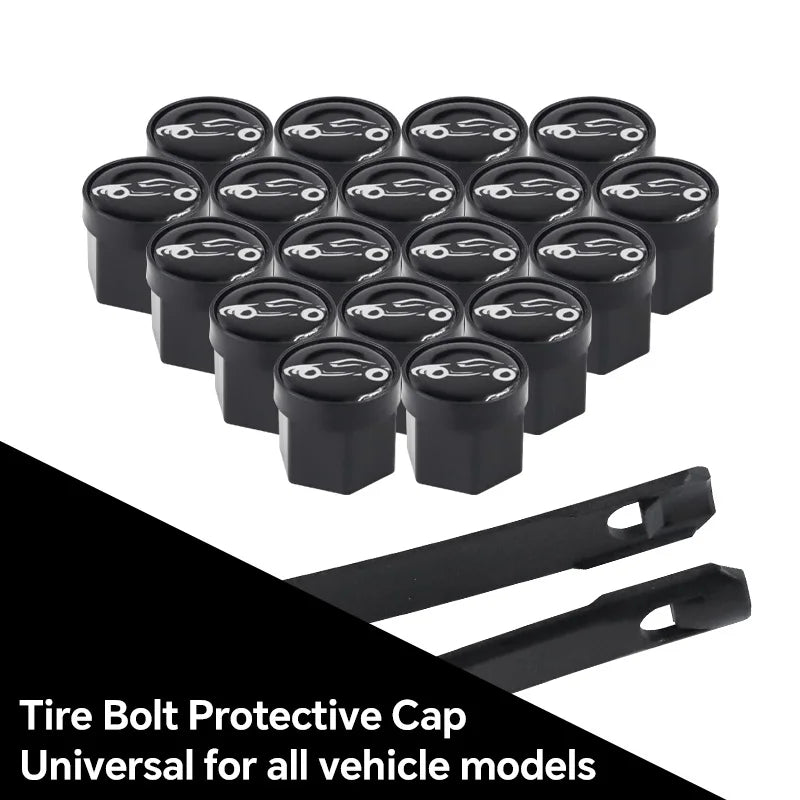 20Pcs Universal Black Car Wheel Hub Nut Protective Caps | ABS Rust Proof Waterproof T alternate view