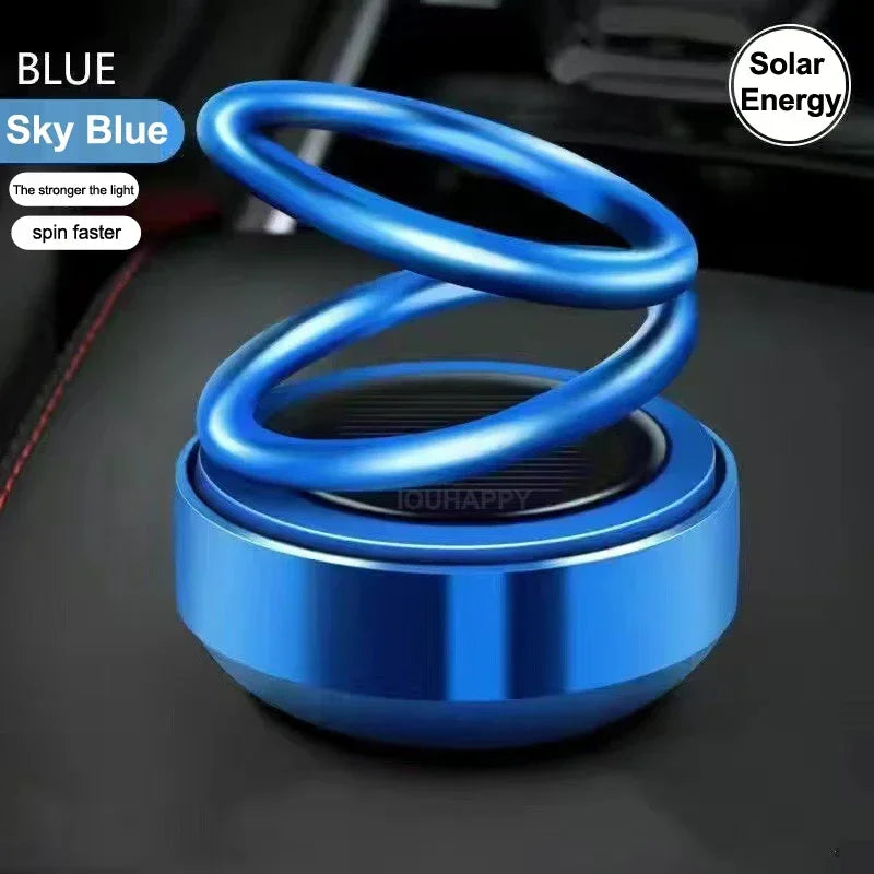 Car Suspended Rotating Double Ring Aromatherapy | Solar Car Air Freshener Ornament close-up view