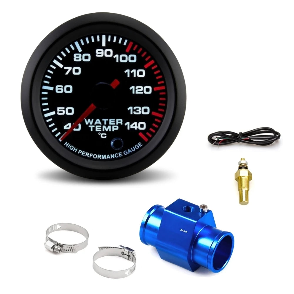 52mm Car Water Temp Gauge with Alarm and 7 Color Backlight | Universal 12V additional angle