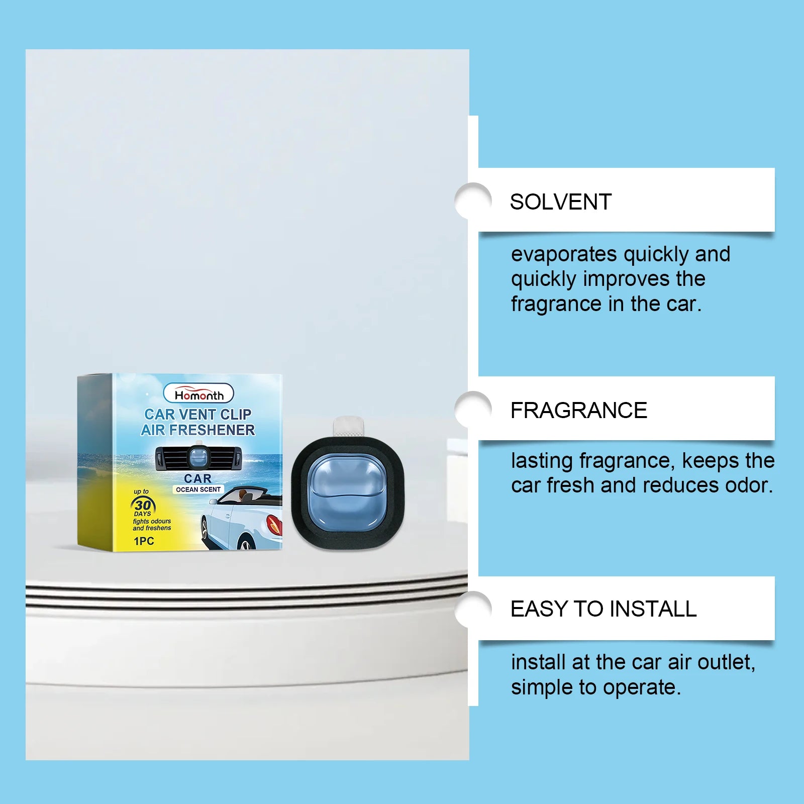 Car Vent Air Freshener, Long-Lasting Fresh Scent, Car Deodorizer, Comfortable and Refreshing Air Fragrance
