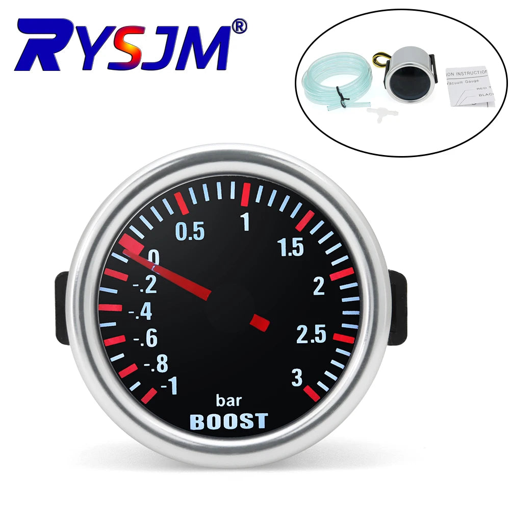 52mm Turbo Boost Gauge | Mechanical Pressure Meter with White LED for 12V Cars