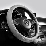 Napa Leather Perforated Patchwork Car Steering Wheel Cover, Non-slip, Breathable, Fit lifestyle view