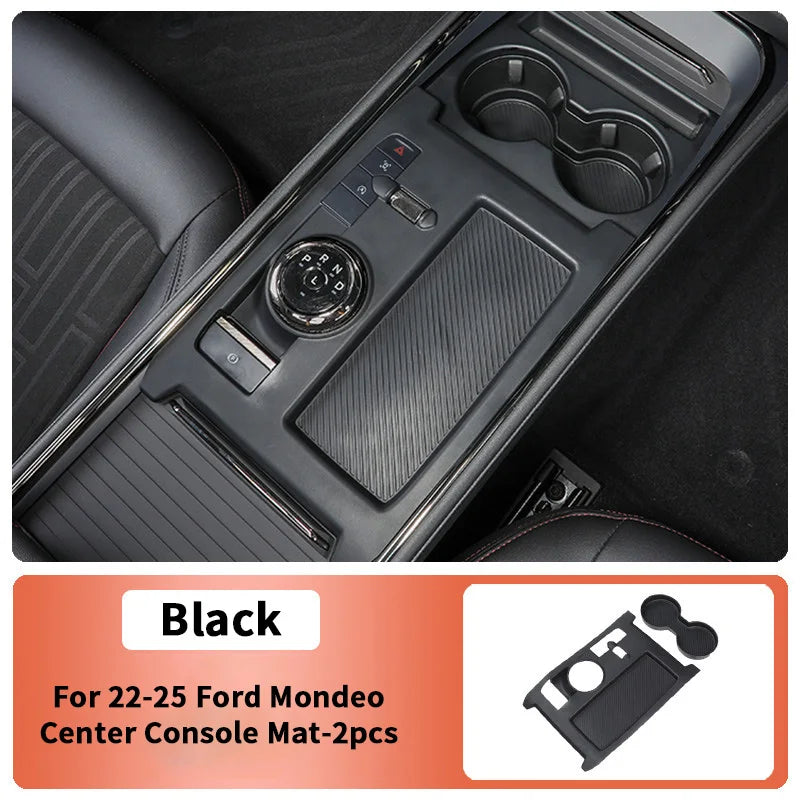1SET Center Console Silicone Storage Box Mat Cup Holder Insert For Ford Mondeo 22-25 alternate view