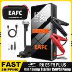 12V Car Jump Starter 4 In 1 Car Wireless Tire Inflator Pump Air Compressor Power Bank Potable Battery Starting Fast Charging