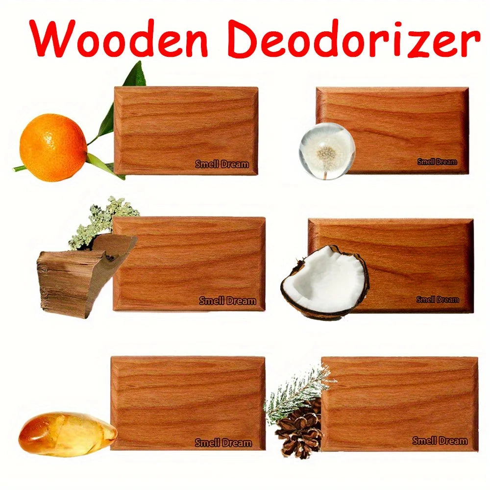Wooden Car Air Freshener | 6 Scents Auto Scent Diffuser - Long-Lasting Amber Odor Remover
