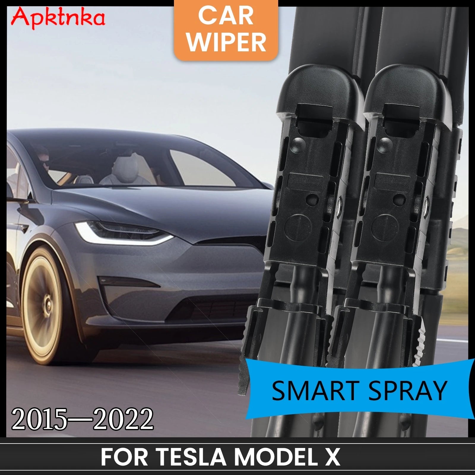 Pair Front Windshield Wiper Blades With Washer Jet Nozzles Set For Tesla Model X 2015-2022 28"+18"
