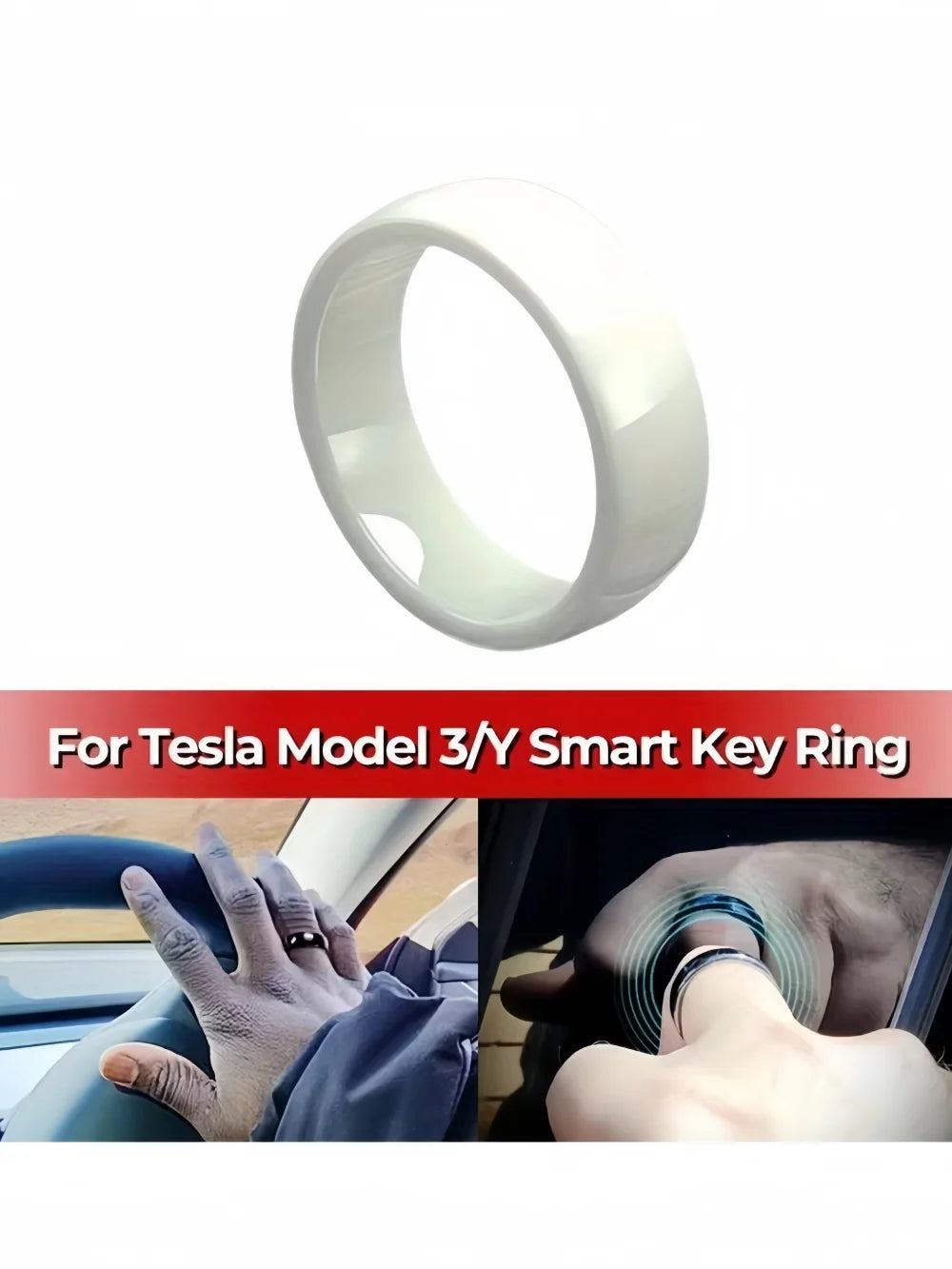 Smart Ring Accessory for Tesla for Model 3/Y/X/S RFlD Technology Key Card Key Fob R additional angle