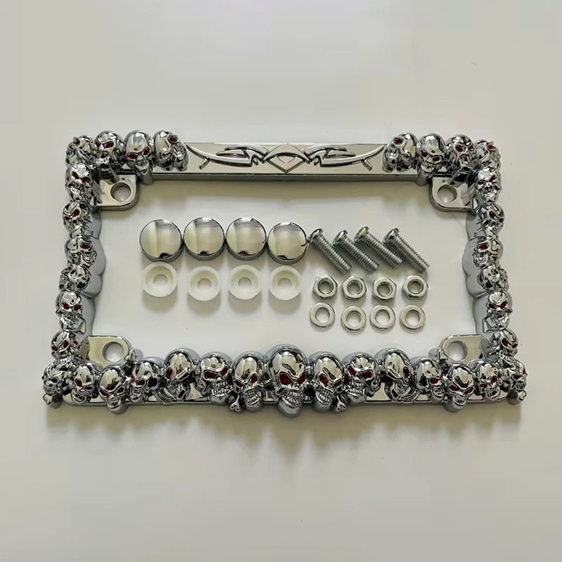 Skull Motorcycle License Plate Frame | American Style Stylish Vehicle Decoration