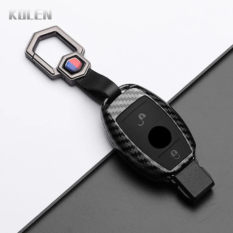 ABS Carbon Fiber Style Car Key Case Cover For Mercedes Benz A B C E Class GLS GLA GLK GLC CLS CLA AMG W204 W205 W212 W463 W176