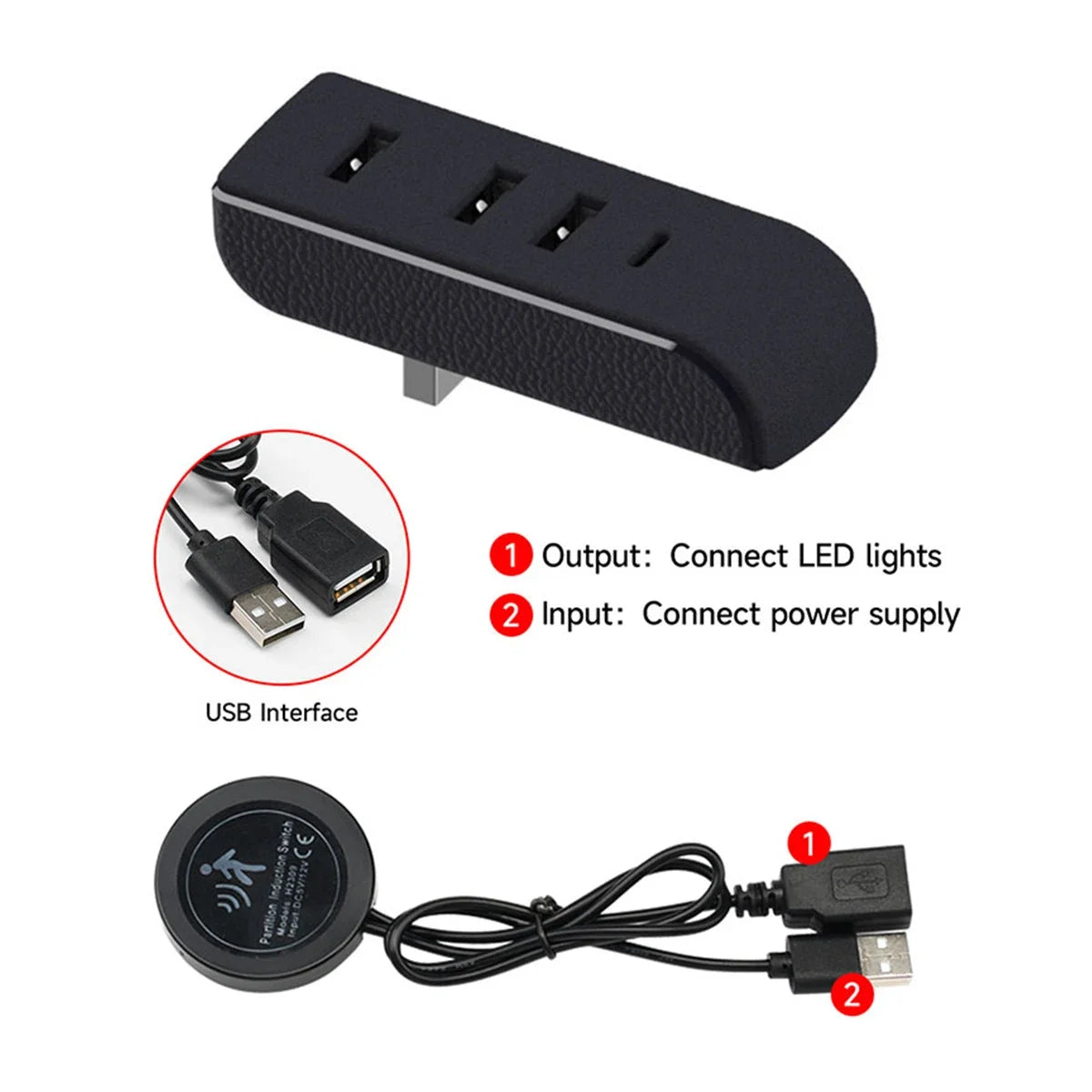 Car Atmosphere Light Strip with 30s Auto OFF Module | USB Expansion Dock for Tesla Mo lifestyle view