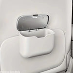 Multifunctional Car Trash Can with Lid Button, Hanging Storage Bin close-up view