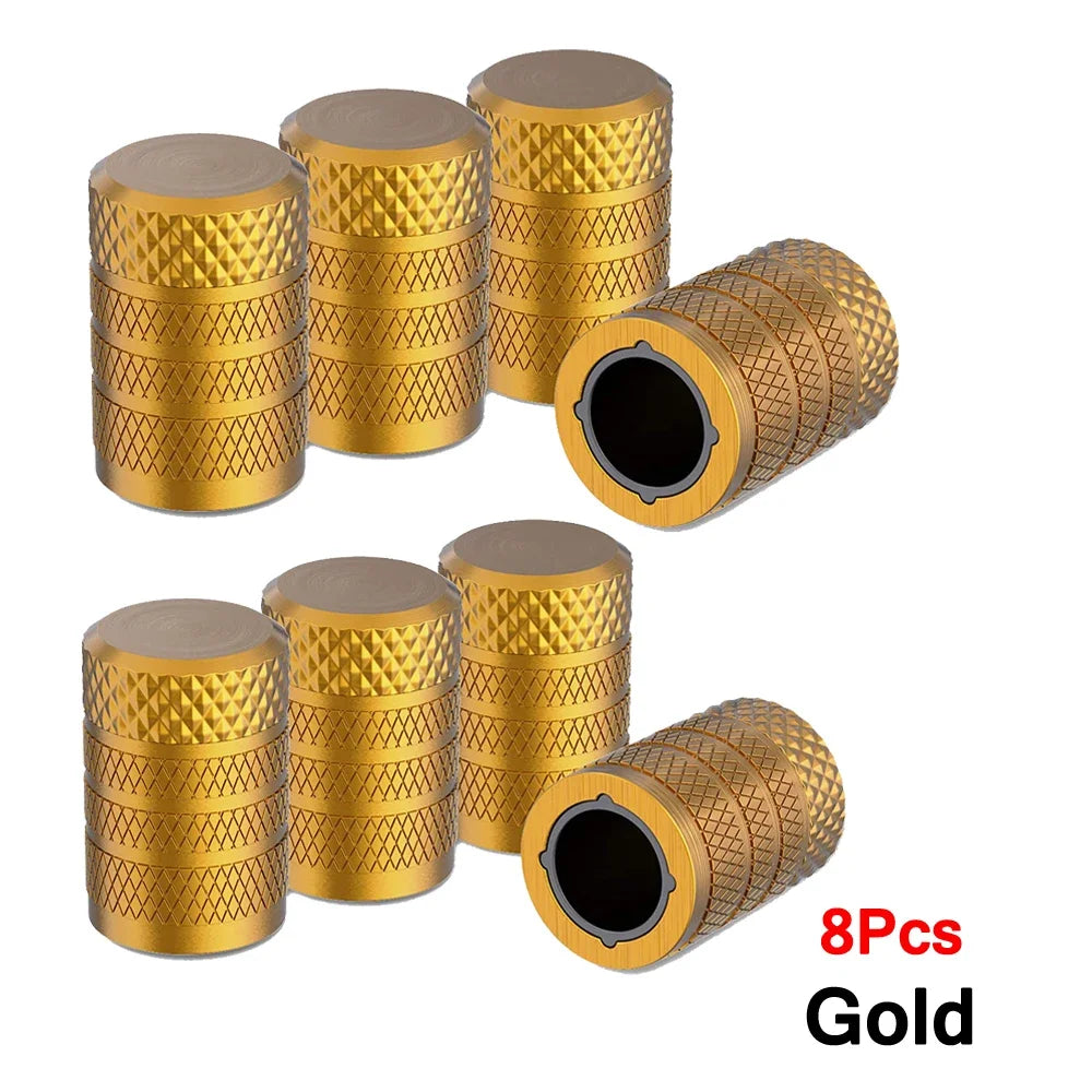 Aluminum Tire Valve Caps 4/8/12 Pack | Corrosion Resistant Universal Stem Covers for C close-up view