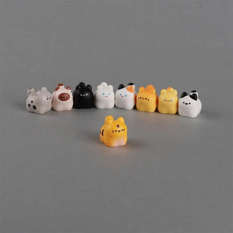 9Pcs Mini Cartoon Cat Car Ornaments Lovely Kawaii Decor for Car Dashboard Home Desktop close-up view