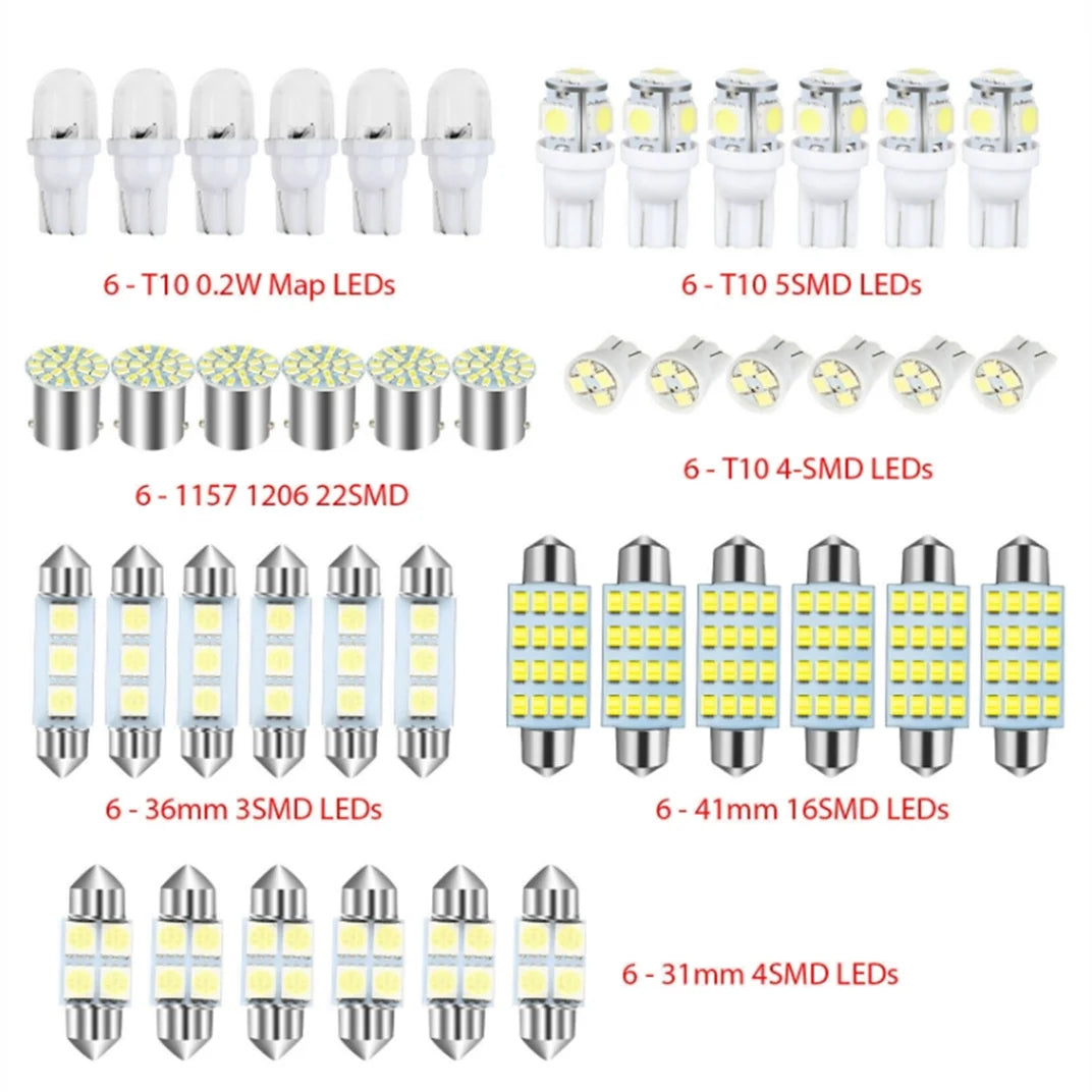 TCYATO 42 Pcs T10 6000K SMD LED Bulbs for Car Interior Dome License Plate Reading Lig alternate view