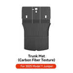 Tesla Model Y Juniper 2025 Floor Mats | Carbon Fiber TPE, Waterproof, Anti-Slip, Trunk & detail view