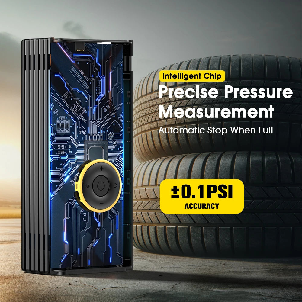 Carsun Portable Car Tire Air Compressor | Fast Tire Inflator for Motorcycle, Bicycle, lifestyle view
