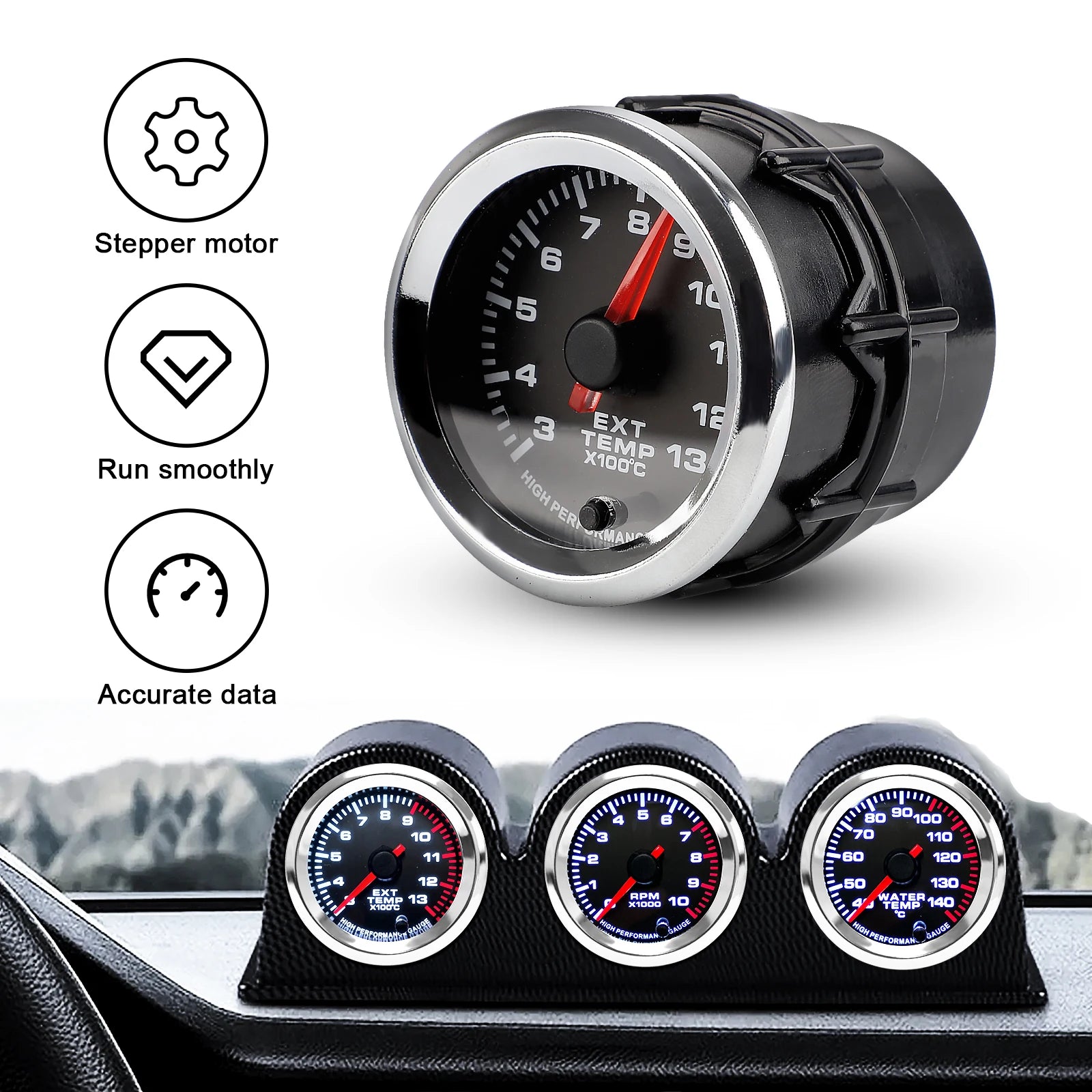 2'' 52mm 1/8 NPT Car Exhaust Gas Temp Gauge | 300-1300 Celsius EGT Gauge Meter with S lifestyle view