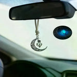 Moon Pendant Car Hanging Ornament | Hollow Crescent Design With Luminous Stone