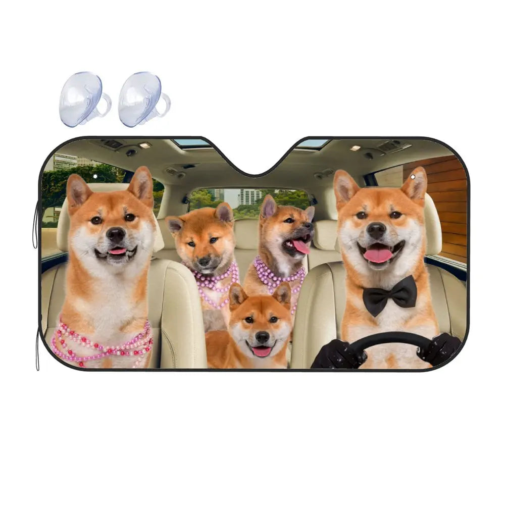 Shiba Inu Dog Driving Car Interior Front Windshield Sun Shade,Auto Accessories Suns additional angle