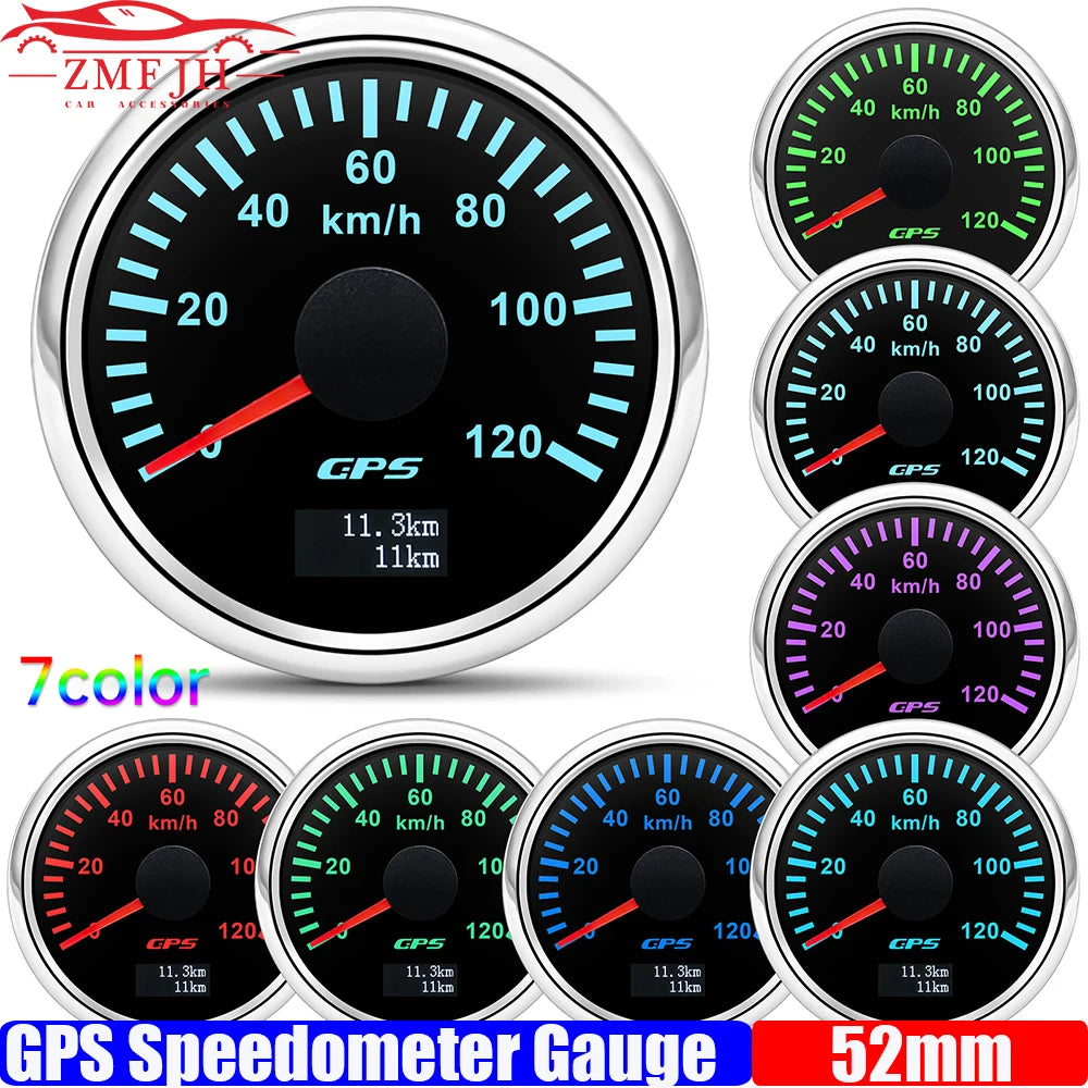GPS Speedometer Gauge 52mm | 7 Color Backlight GPS Meter for Car Marine Boat 12V 24V
