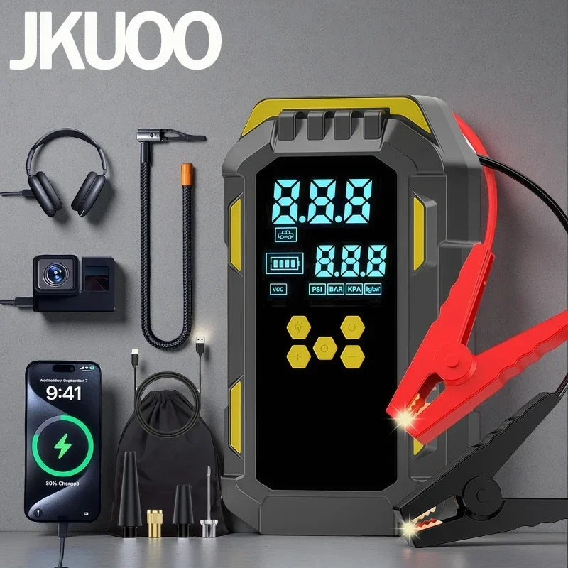 12V 2-in-1 Car Jump Starter and Tire Air Compressor | 150PSI Emergency Power Kit