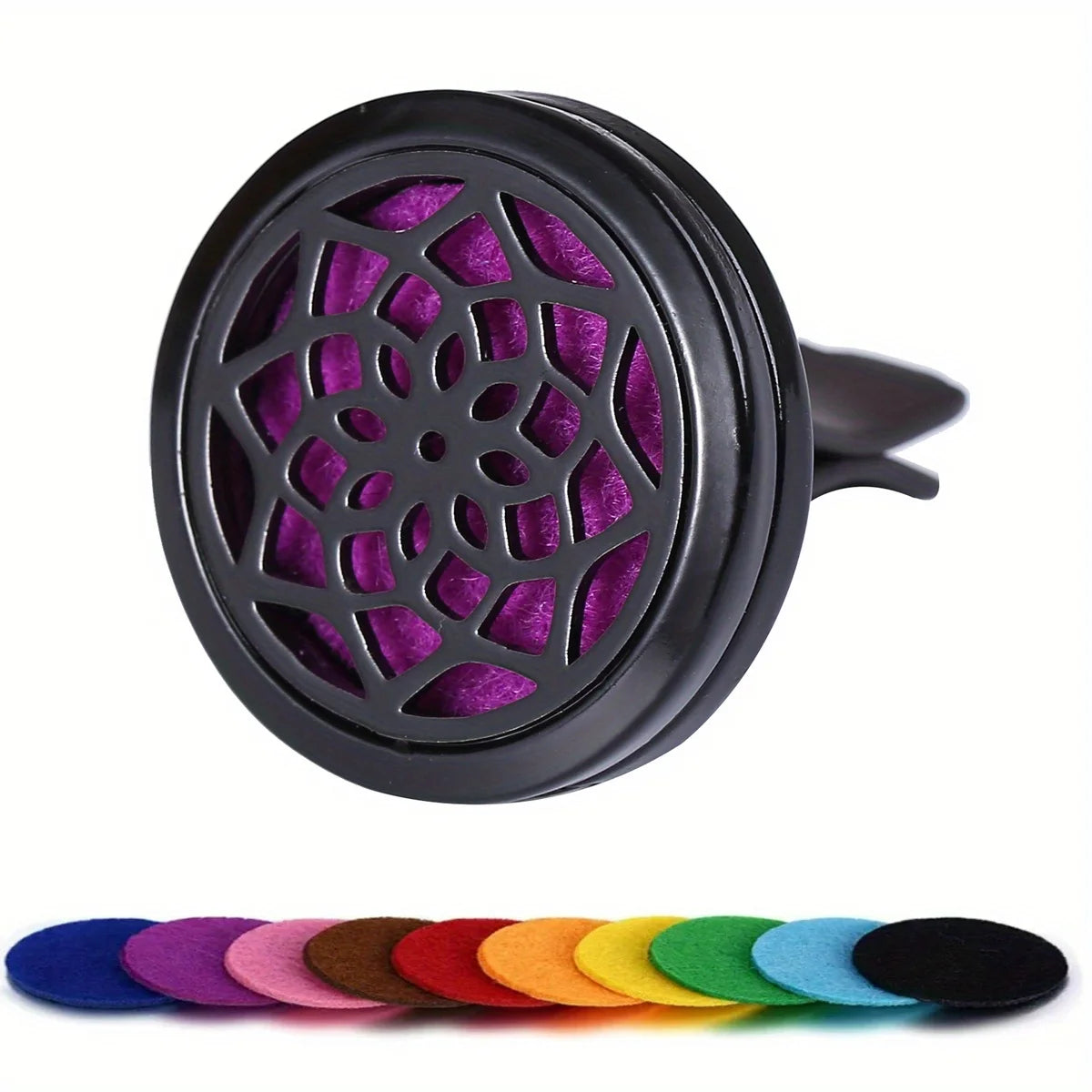 Car Air Vent Diffuser Clip | Stainless Steel Car Freshener Holder with 10 Refill Pads close-up view