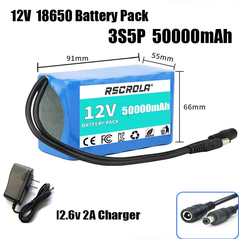 12V 18650 Lithium Battery Pack with BMS and Charger lifestyle view
