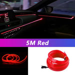 5M Car Interior Led Strip Light Neon EL Wiring Decorative Lamp For Auto DIY Flexible alternate view