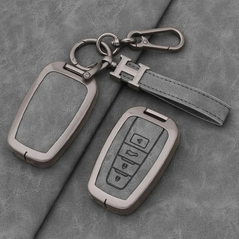 Leather Remote Key Chain Ring Case Cover Shell Protect For Toyota CHR Camry Corolla RAV4 detail view