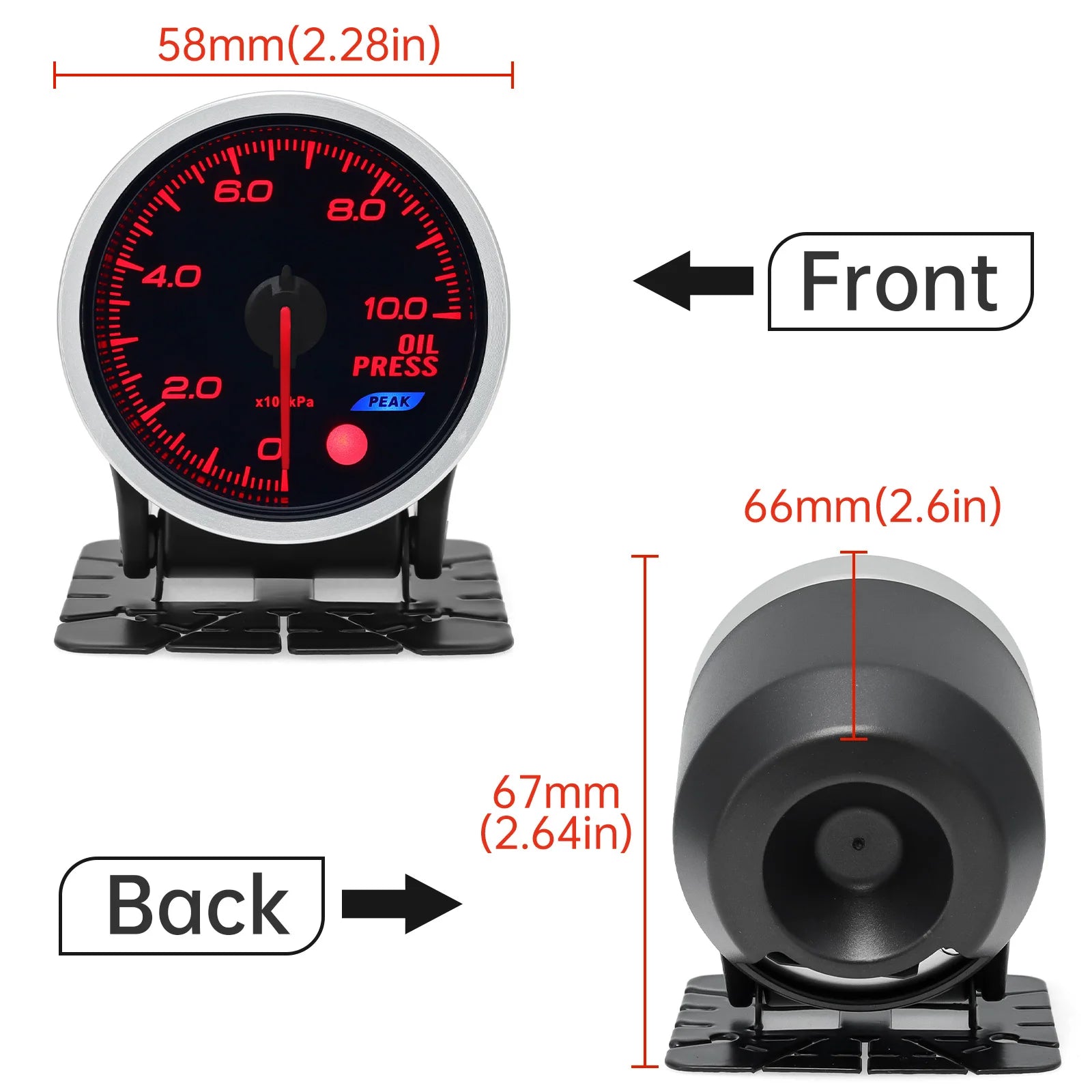 Universal 52mm 8 Color Car Gauge Set | 12V Racing Dash Meter Kit close-up view