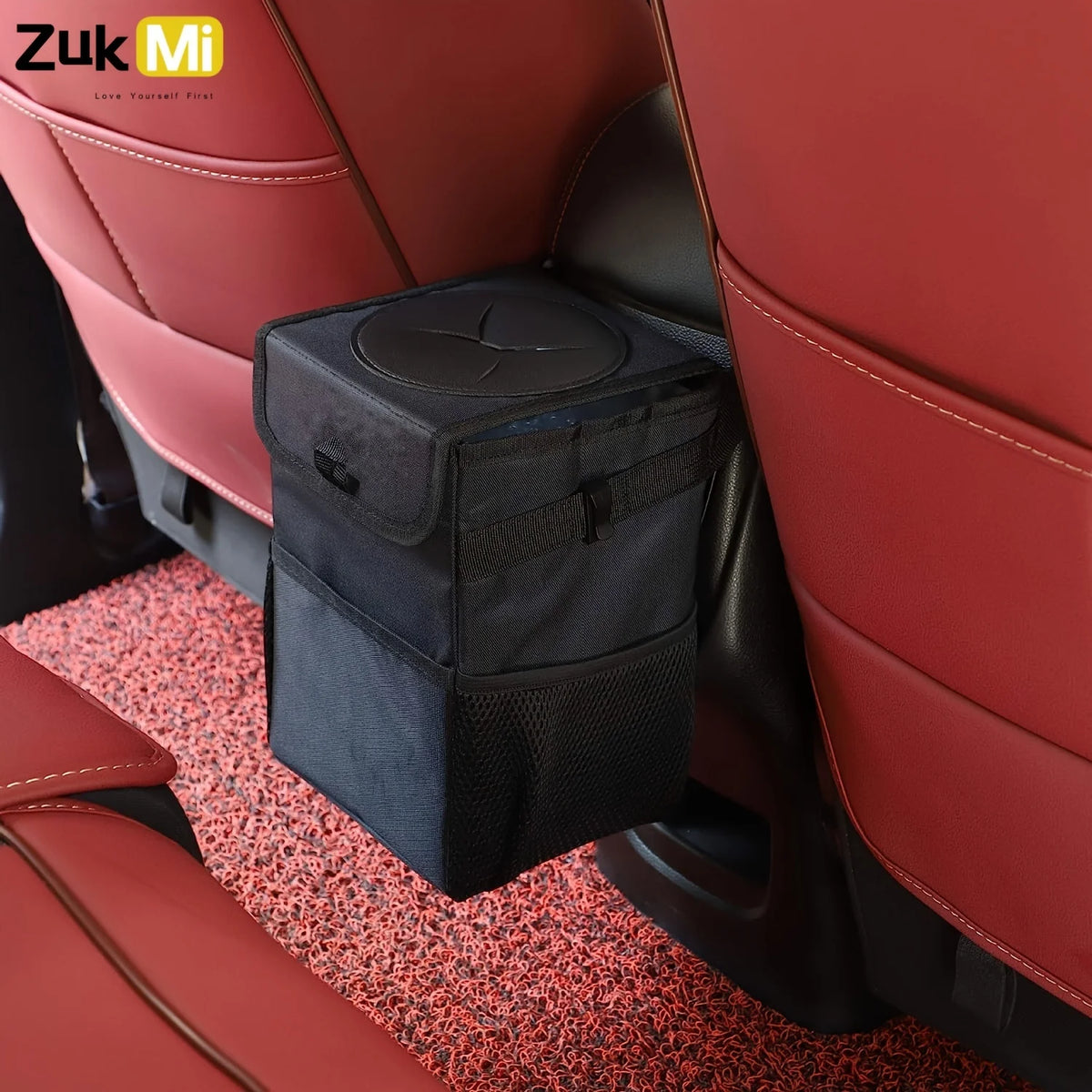 Car Trash Can with Lid - Leakproof Trash Bin Car Garbage Can, Collapsible Automotive Truck Organizer