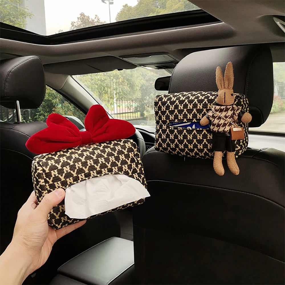 Advanced Sense Thousand Bird Lattice Car Tissue Box Female Car Seat Back Armrest Paper Box Interior