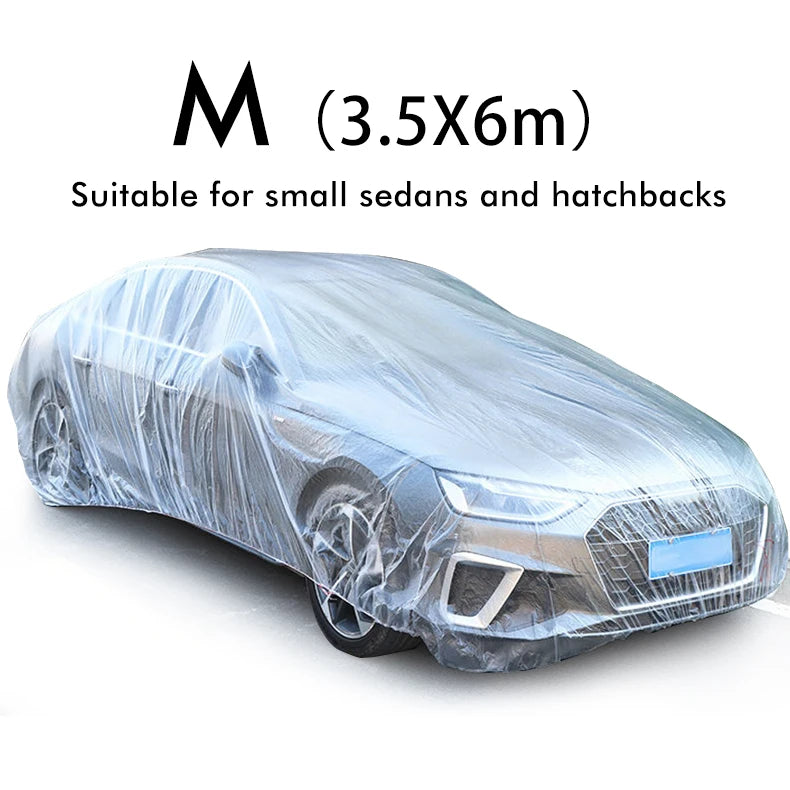 Universal Exterior Waterproof Car Cover | Disposable PE Plastic Automobile Cover with alternate view